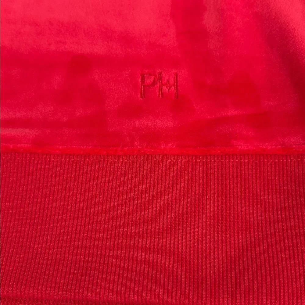Paris Hilton The Star Crew Red Star-Embellished Velvet Tracksuit Top - Picture 6 of 11